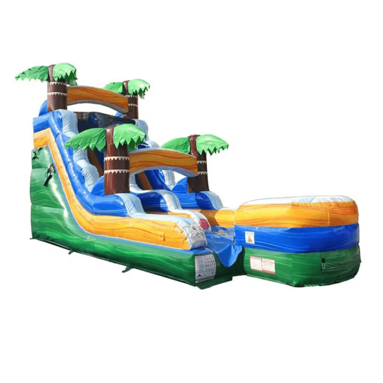 Tropical Green Marble Inflatable Water Slide