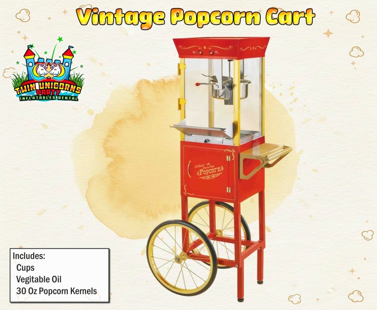 Vintage Popcorn Machine Cart